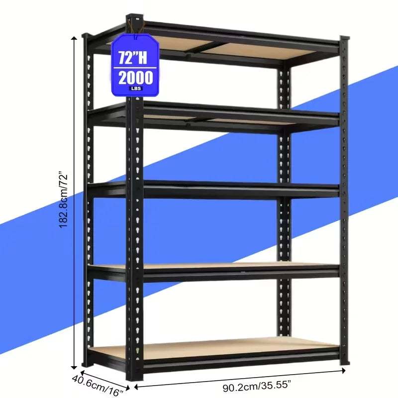 Five-Tier Rust-Resistant Heavy Duty Garage Shelving System 2000 LBS Capacity