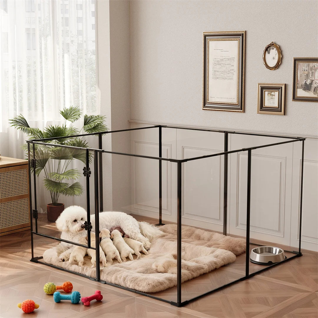 Bingopaw 8-Panel Acrylic Dog Playpen For Indoor Training And Whelping