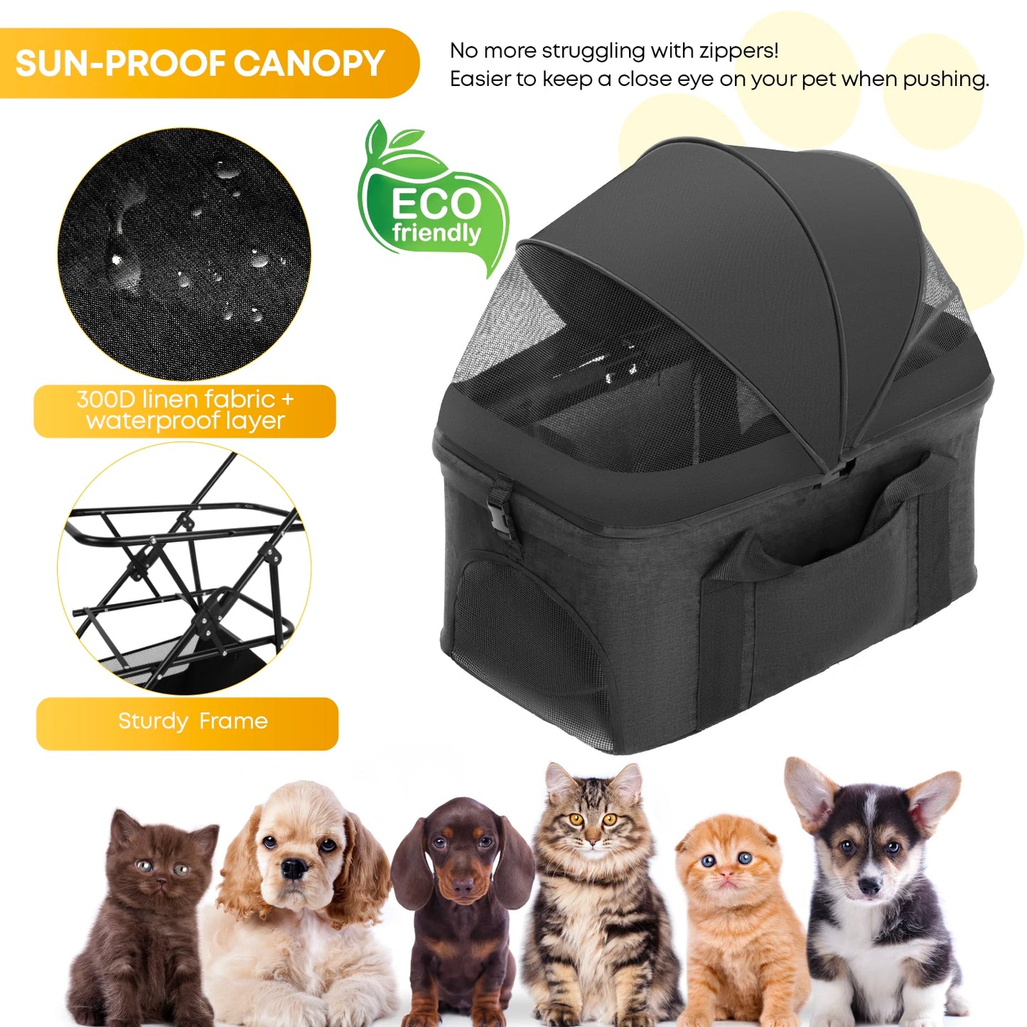 3 in 1 Pet Stroller for Medium Dogs Cats - Portable Foldable Dog Stroller with Removable Carrier, All-Terrain 4 Wheels Cat Strol