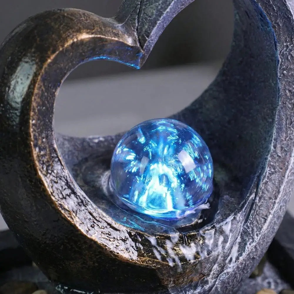 Heart Shaped USB Tabletop Fountain With LED Color Changing Ball