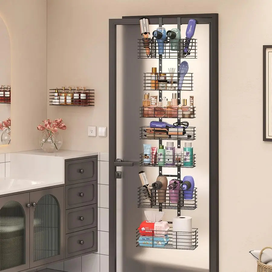 Over The Door Shower Organizer and Hair Tool Holder