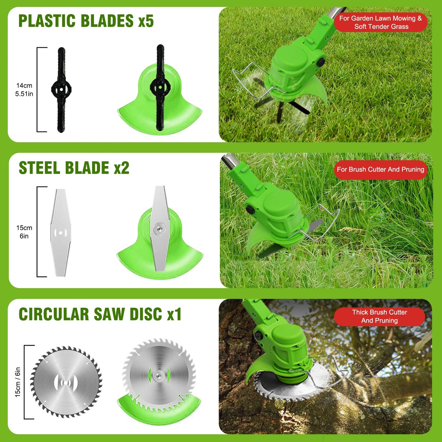 2-in-1 Cordless Lawn Mower and Grass Trimmer Brushless 650W