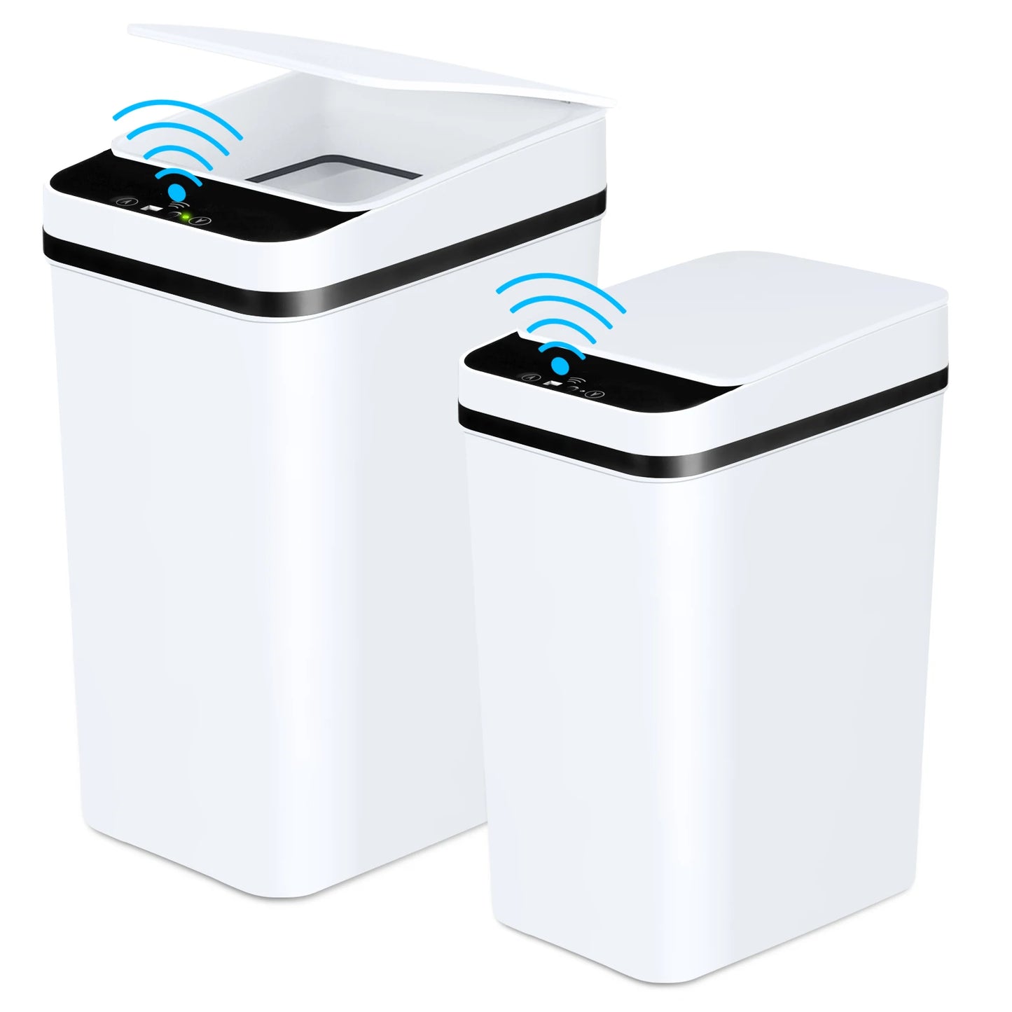 Two Pack Bathroom Touchless Motion Sensor Trash Cans With Lid