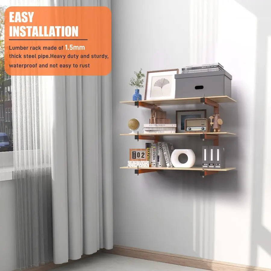 Wall Mounted 9 Level Lumber Storage Rack Heavy Duty