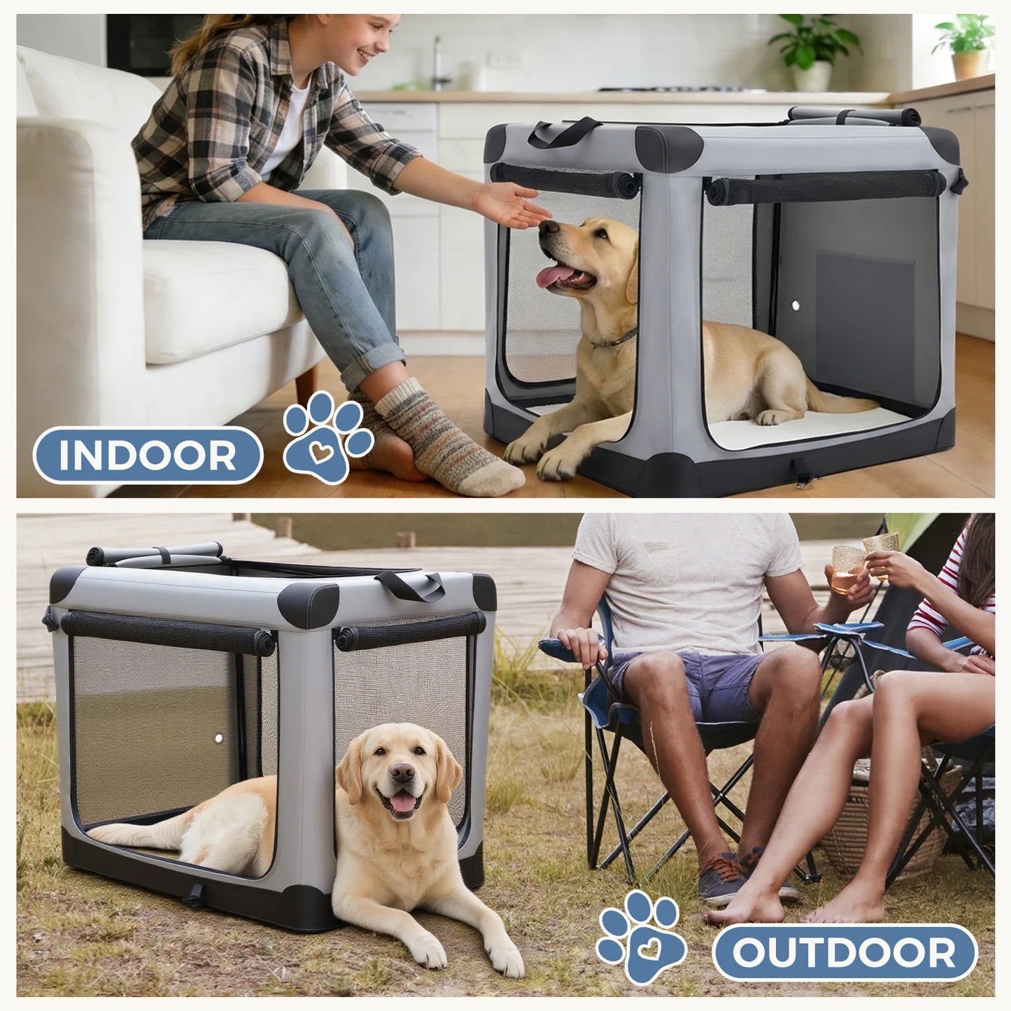 JHK Folding Soft Dog Crate Portable Kennel for All Sizes