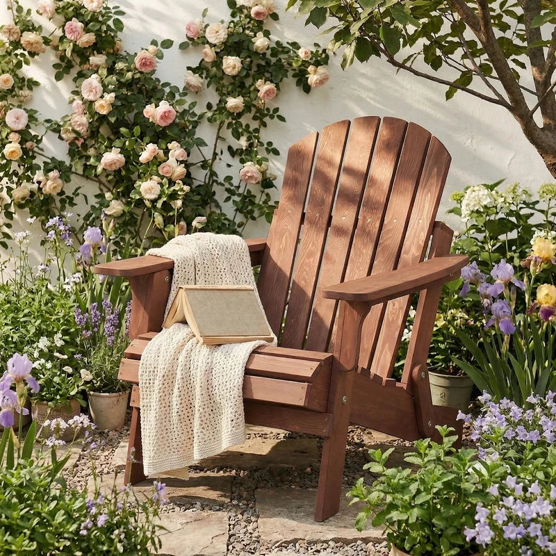 Oversize Folding Adirondack Chair For Outdoor Patio Garden
