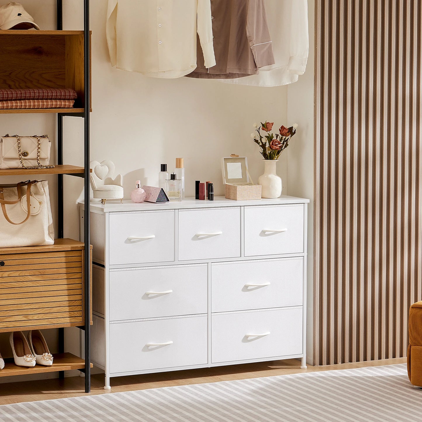 JHK Wardrobe For Bedroom With Fabric Drawers And Storage Cabinet