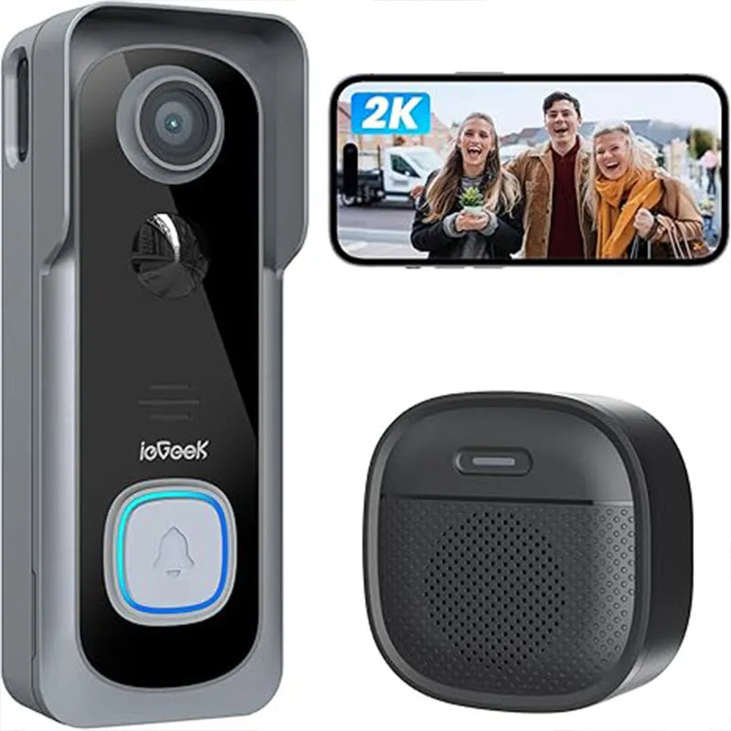 IeGeek 2K Doorbell Camera Wireless Video Doorbell With AI Motion Detection