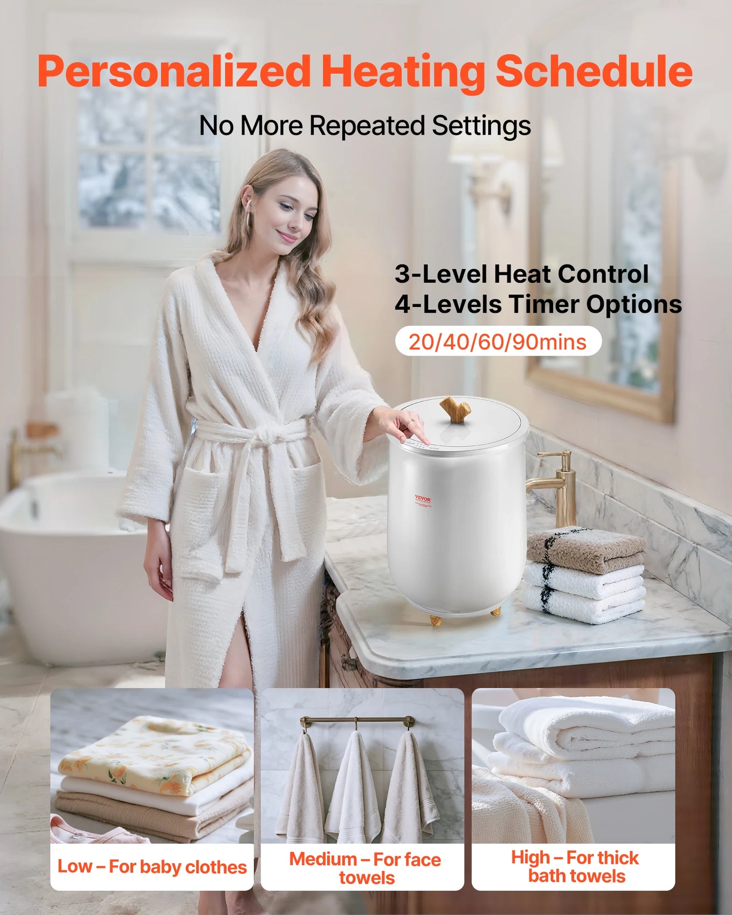 SucceBuy Towel Warmer Bucket With LED Light Auto Shutoff Aromatherapy
