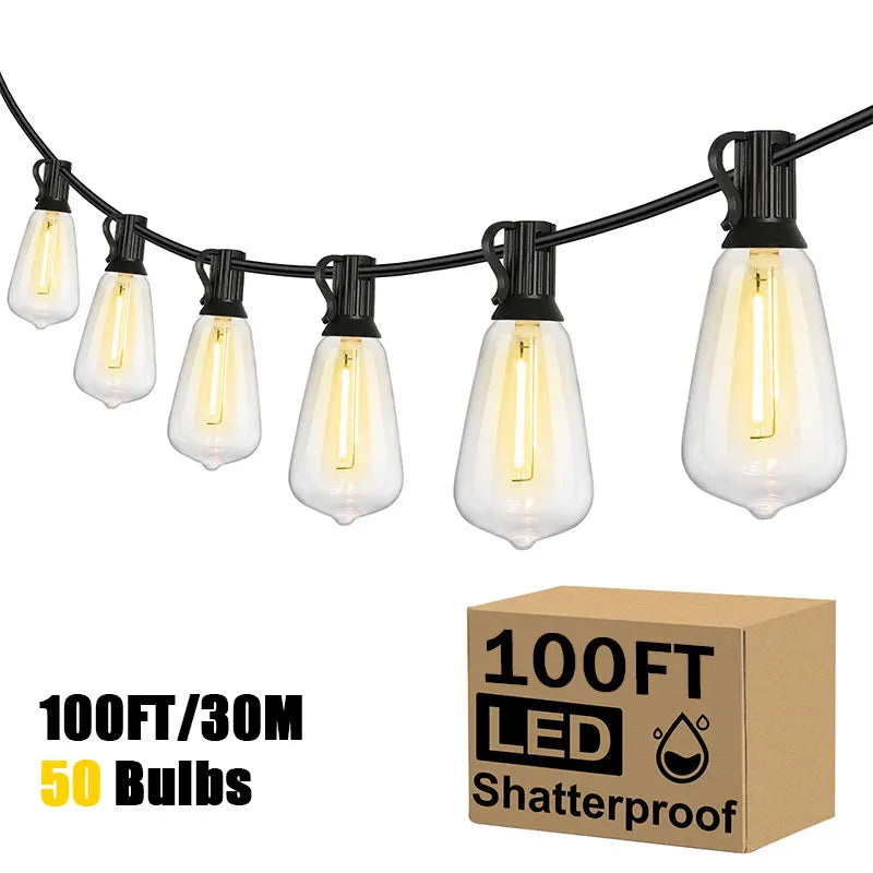 MIMIRGB Outdoor LED String Lights Shatterproof Waterproof Dimmable