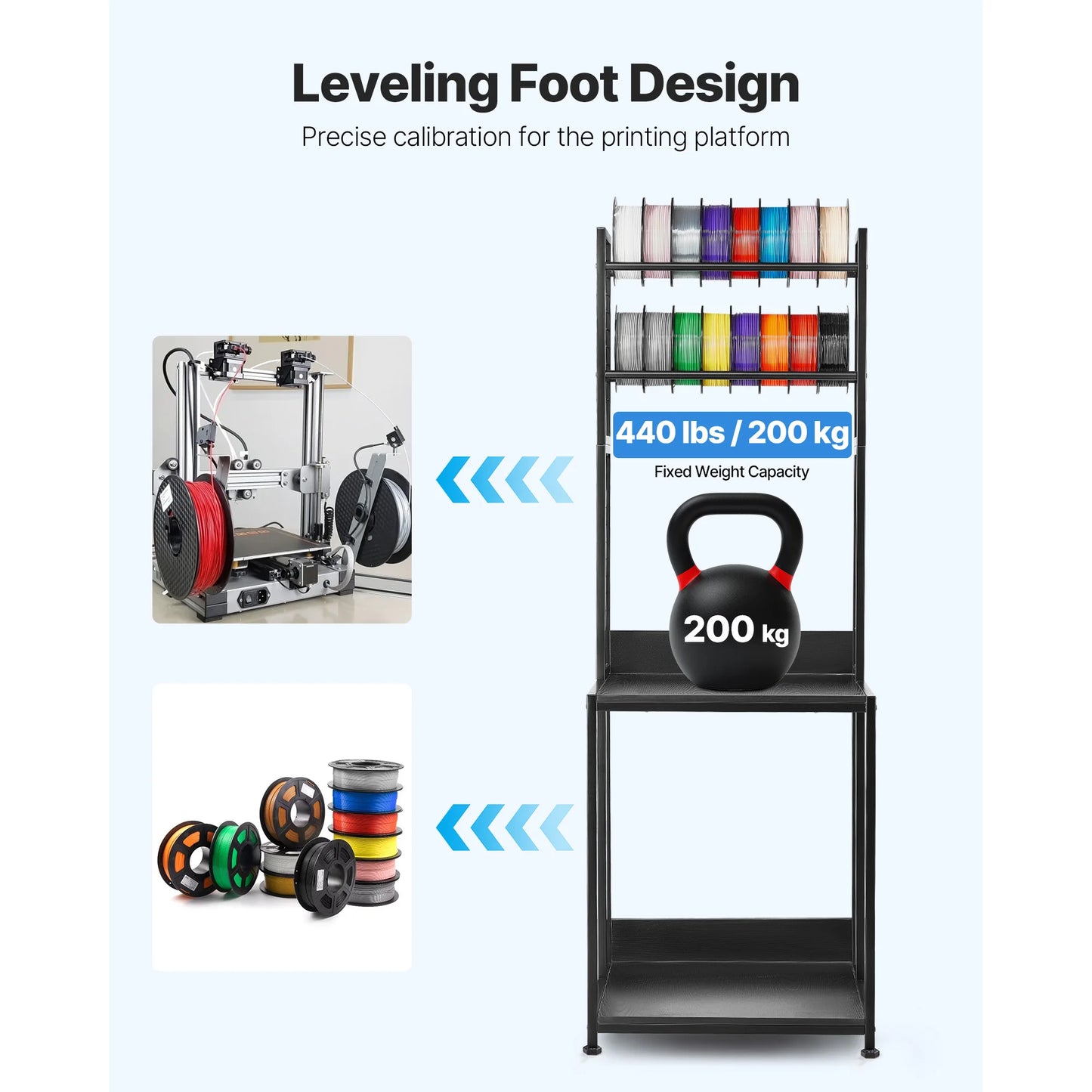 SucceBuy 4-Tier Filament Storage Rack With Wheels For 3D Printing