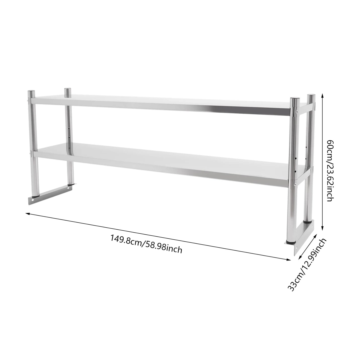 Stainless Steel Shelving Unit Two Tier Adjustable Heavy Duty Rack