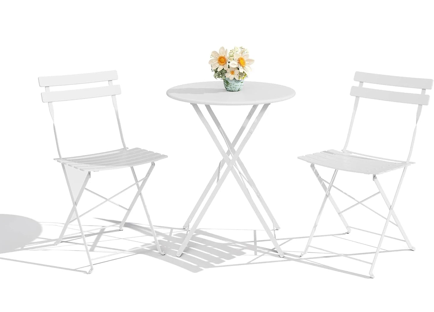 TWISTER.CK 3-Piece Patio Bistro Set With Folding Table And Chairs