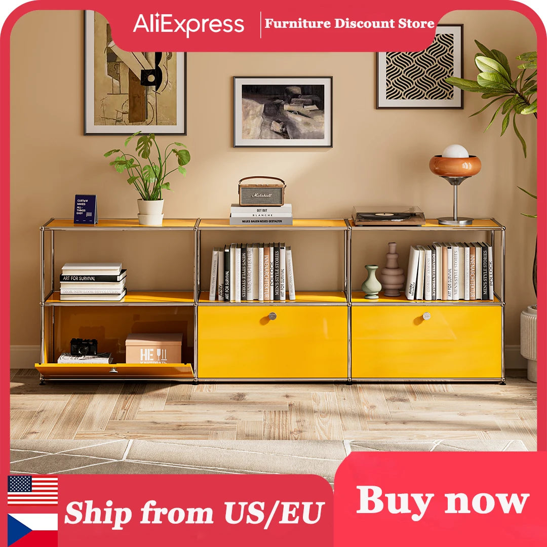 Stainless Steel Storage Cabinet Organizer and TV Stand for Living Room