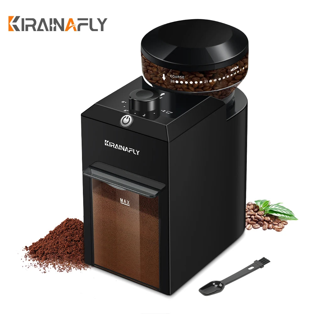 KIRAINAFLY Automatic Burr Coffee Grinder With Adjustable Grinding Levels