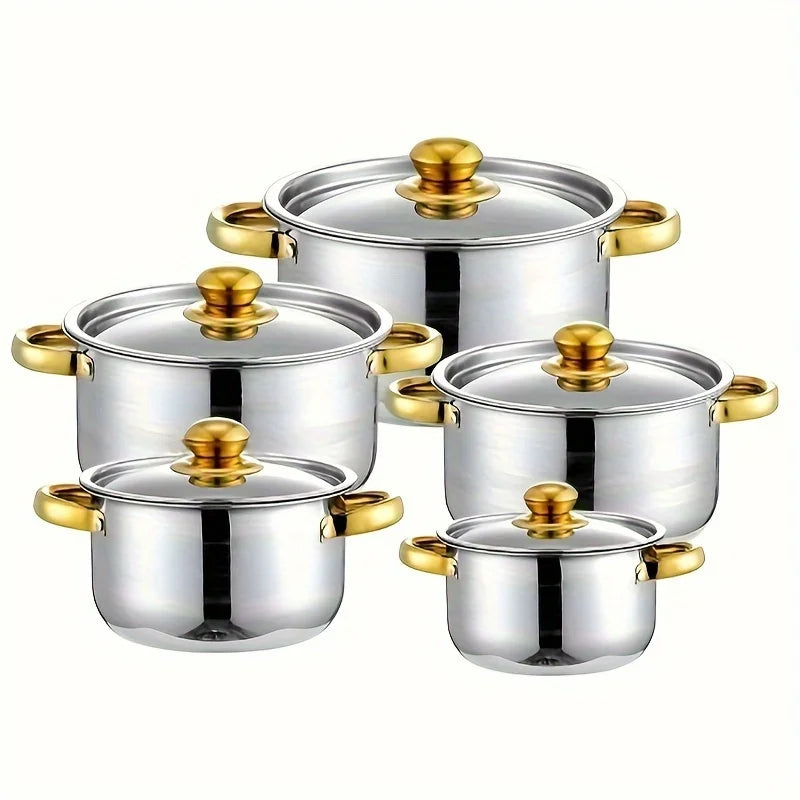 5-Piece Stainless Steel Cookware Set Durable And Multi-Purpose Non-Stick