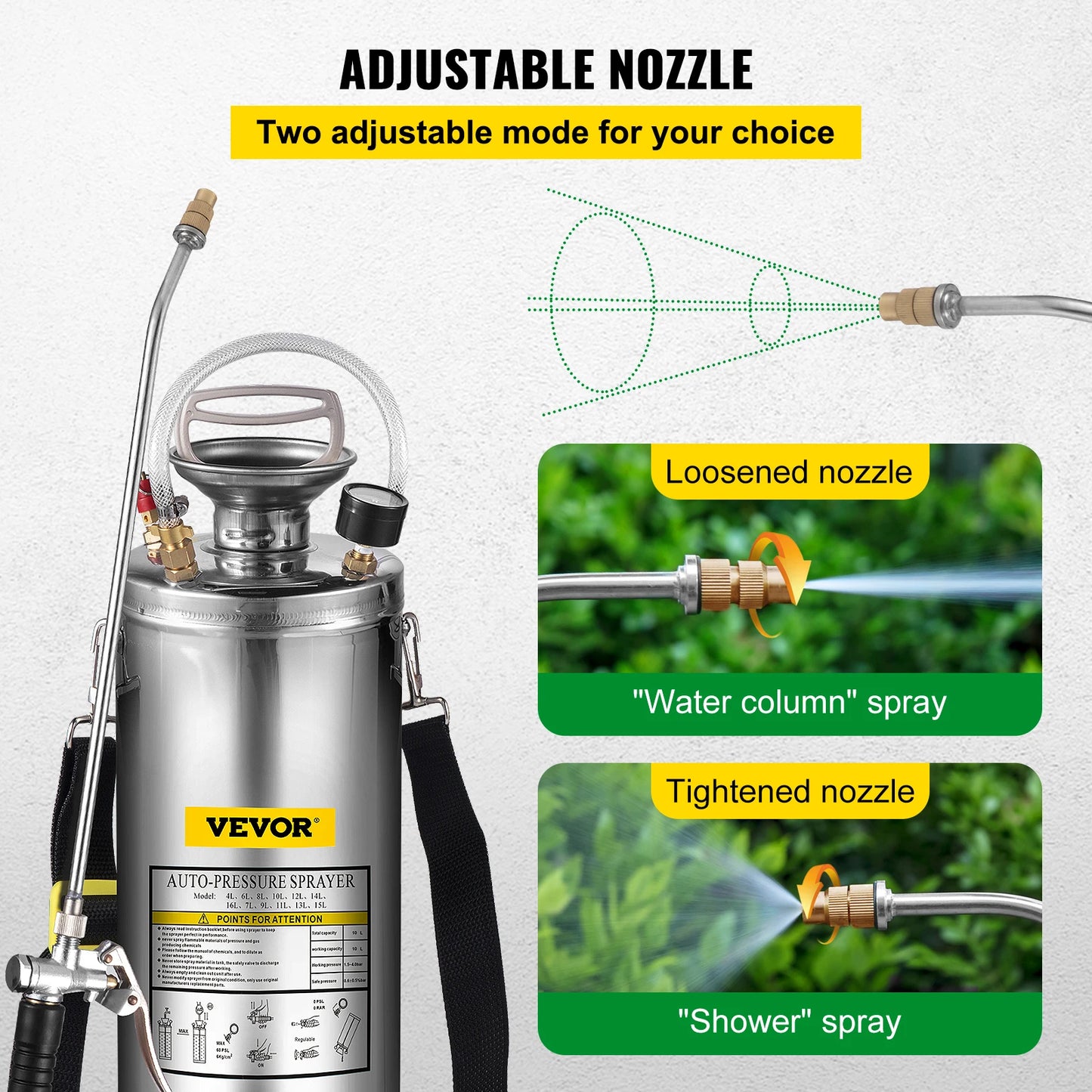 SucceBuy Hand Powered Stainless Steel Sprayer For Garden And Home