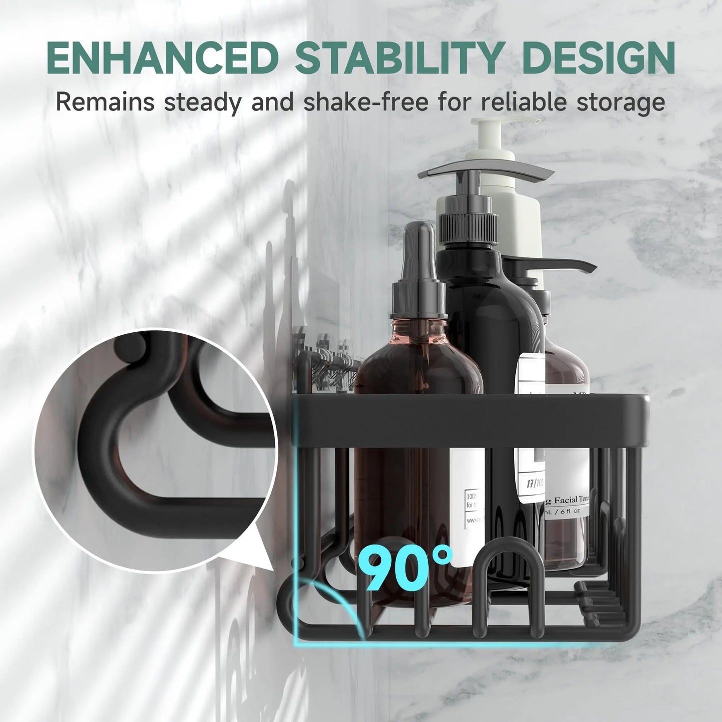 Stainless Steel Shower Caddy Organizer With Adhesive Mount