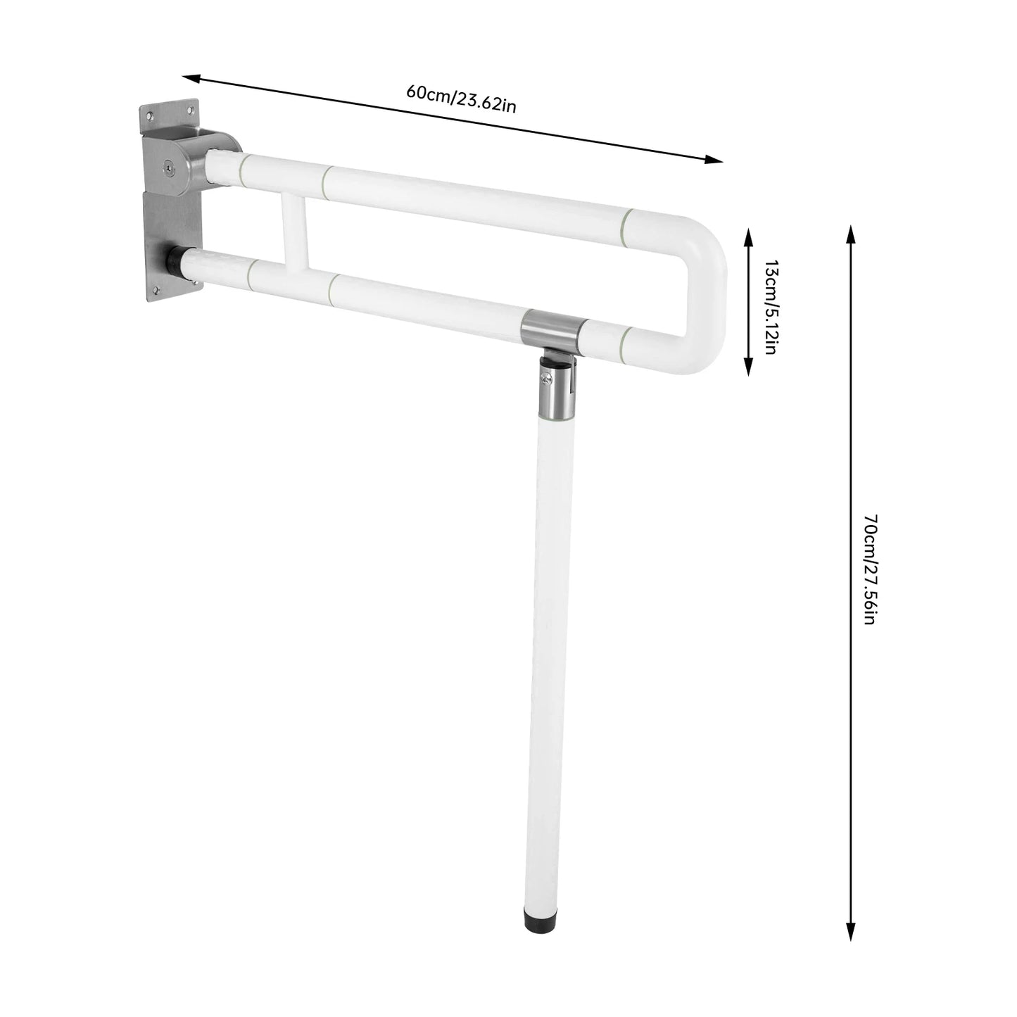 Metal Toilet Grab Bar Wall Mount Foldable Disabled Assist Handle