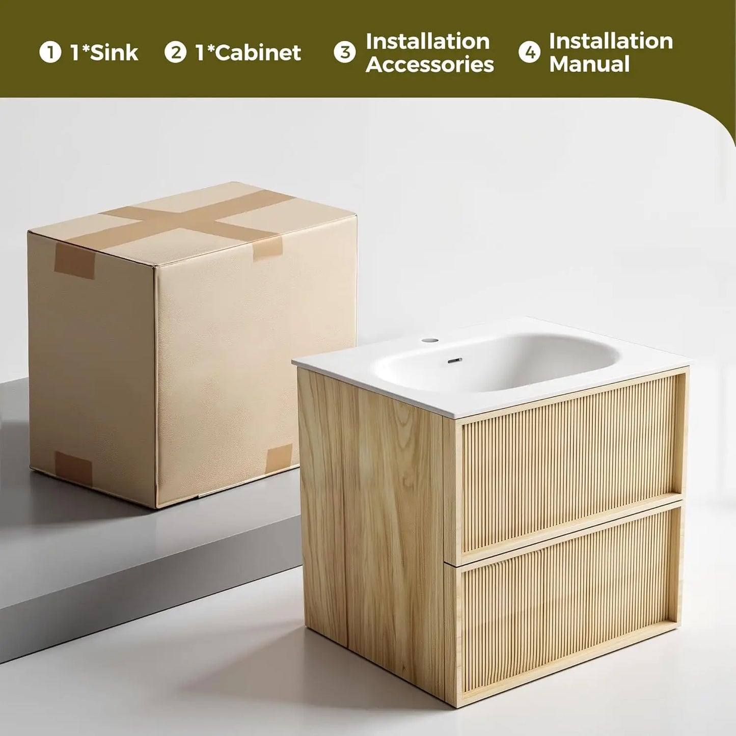 Bathroom Vanity With Sink Wall Mounted Cabinet SoftClose Drawers