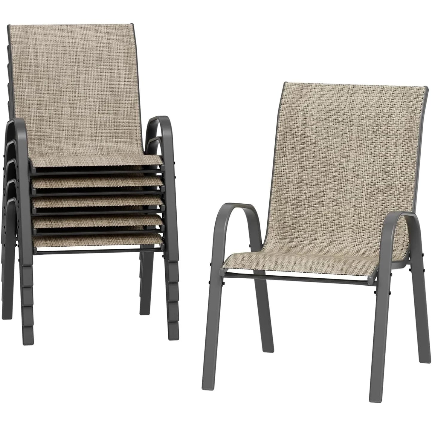 AuAg Outdoor Stackable Chairs Set Of 6 High Back Patio