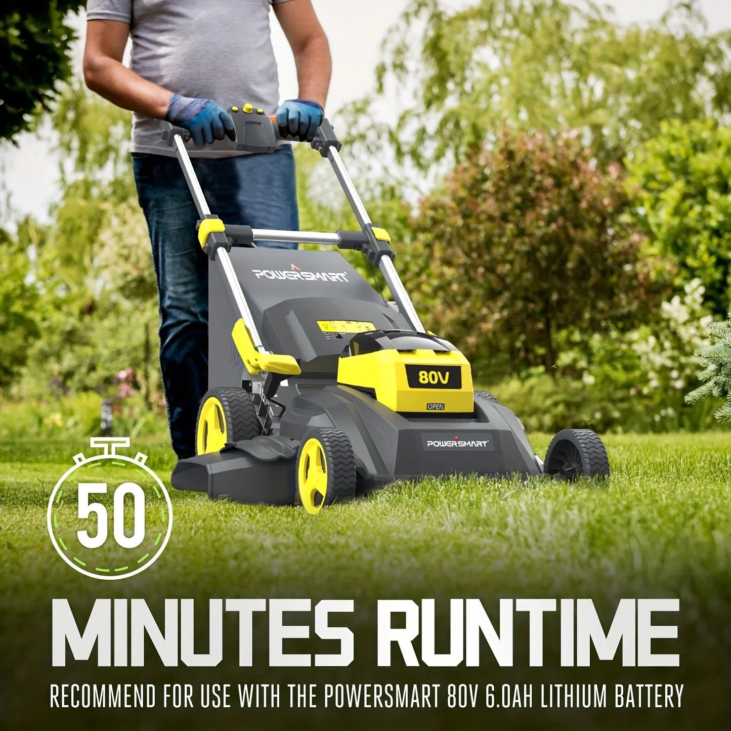 PowerSmart Self-Propelled Cordless Lawn Mower With 6.0Ah Battery