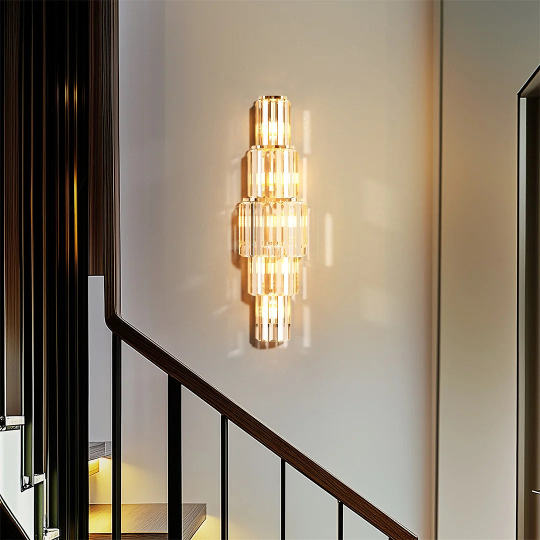 Crystal Modern Wall Lamp 3 Layer Sconce With E14 LED Bulbs
