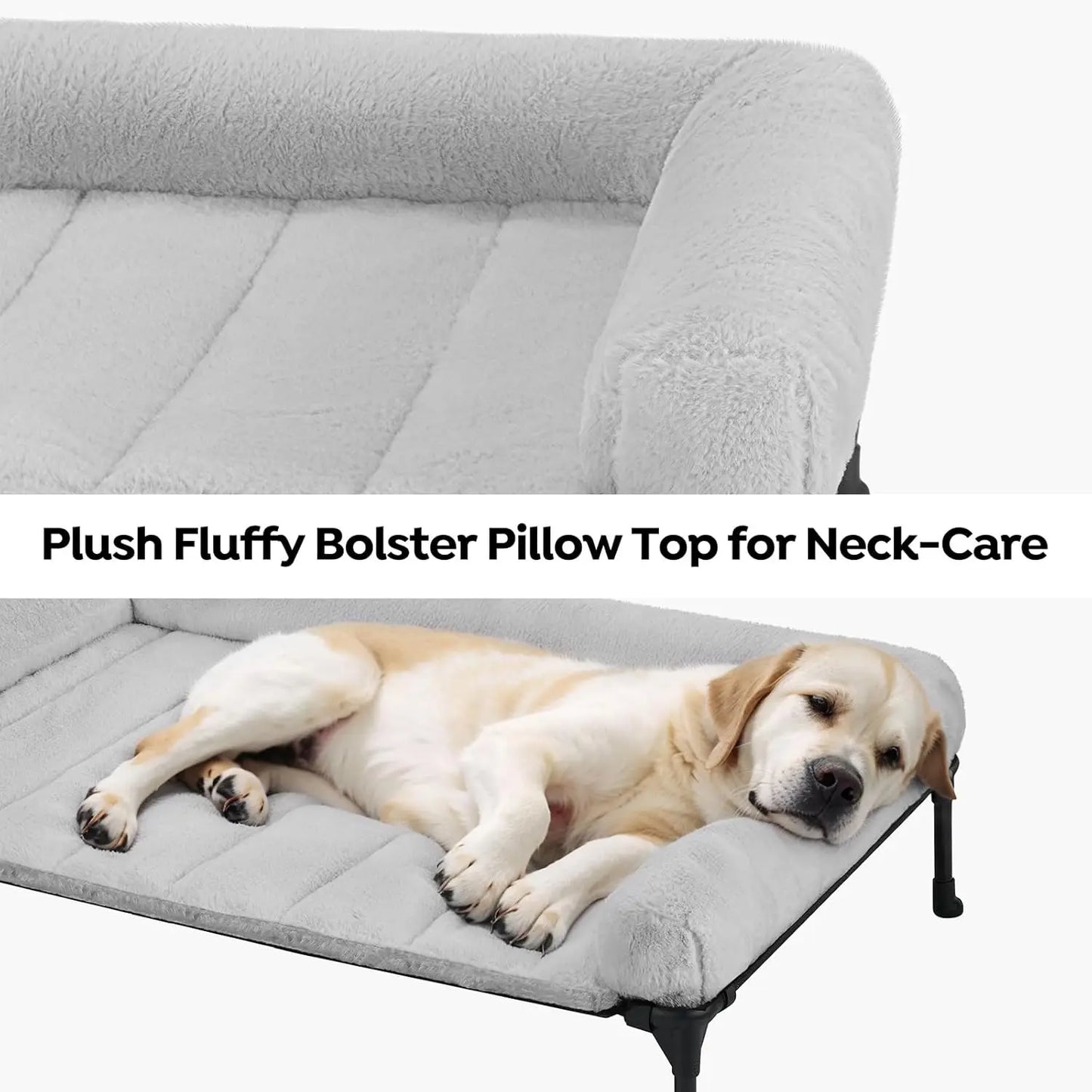 Elevated Orthopedic Dog Bed With Fluffy Bolster And Non Slip