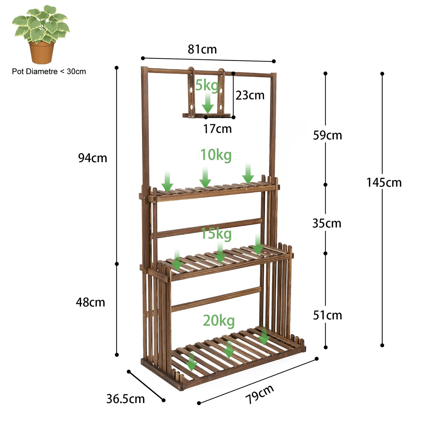 Heavy Duty Hanging Plant Stand With 3 Tiers Indoor Outdoor