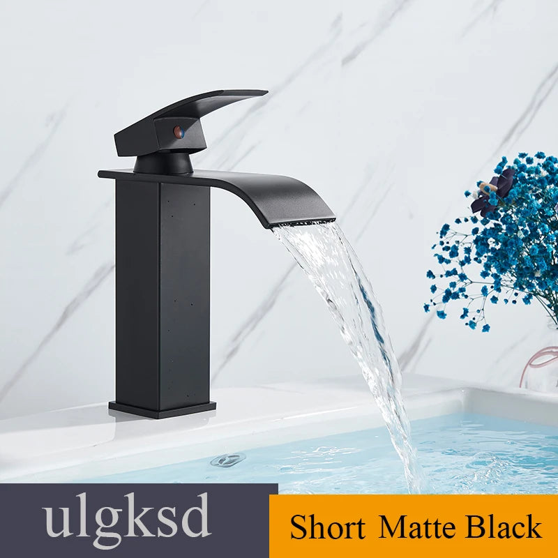 Ulgksd Waterfall Basin Faucet Single Handle Deck Mounted Hot Cold