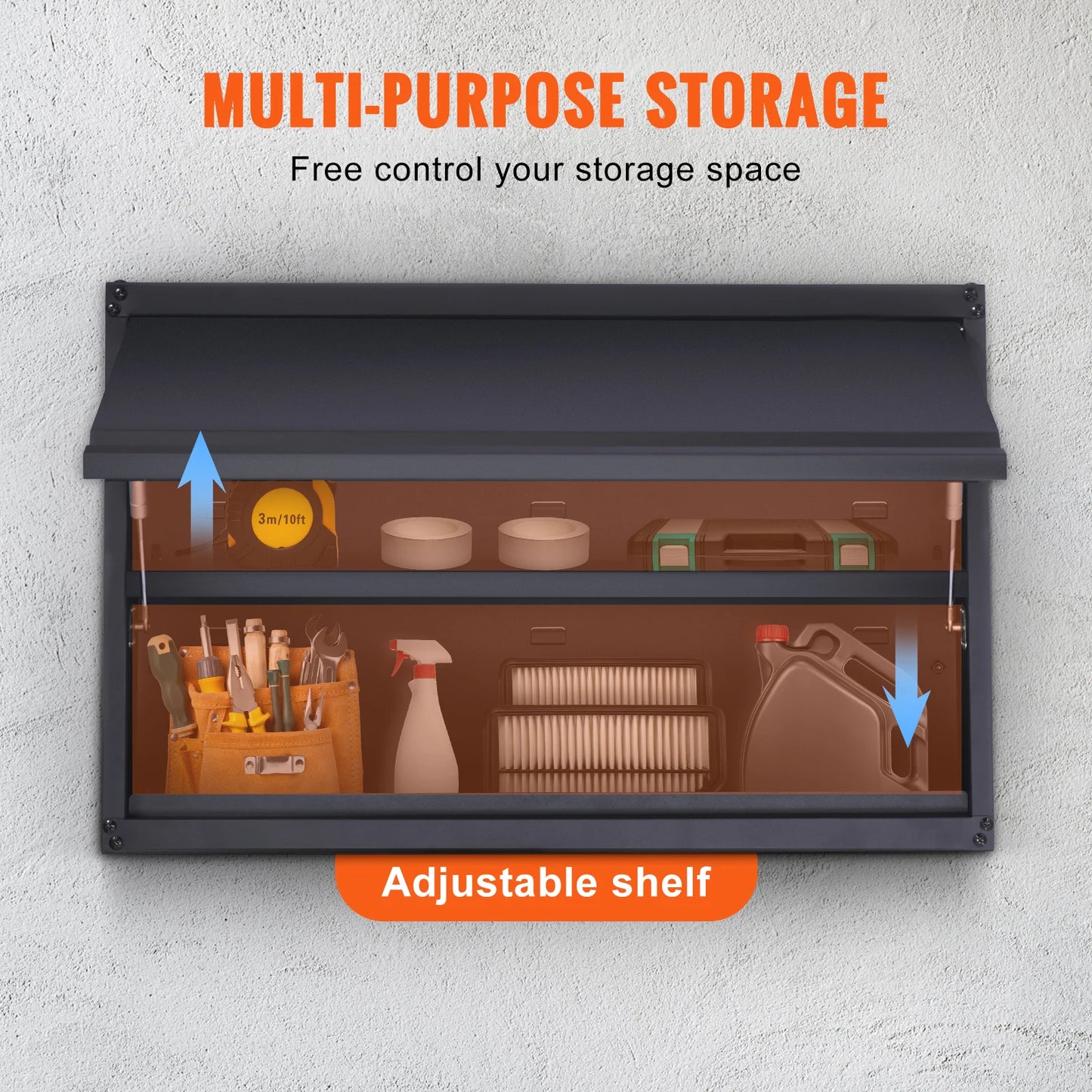 SucceBuy Wall Mounted Metal Storage Cabinet With Adjustable Shelf For Garage