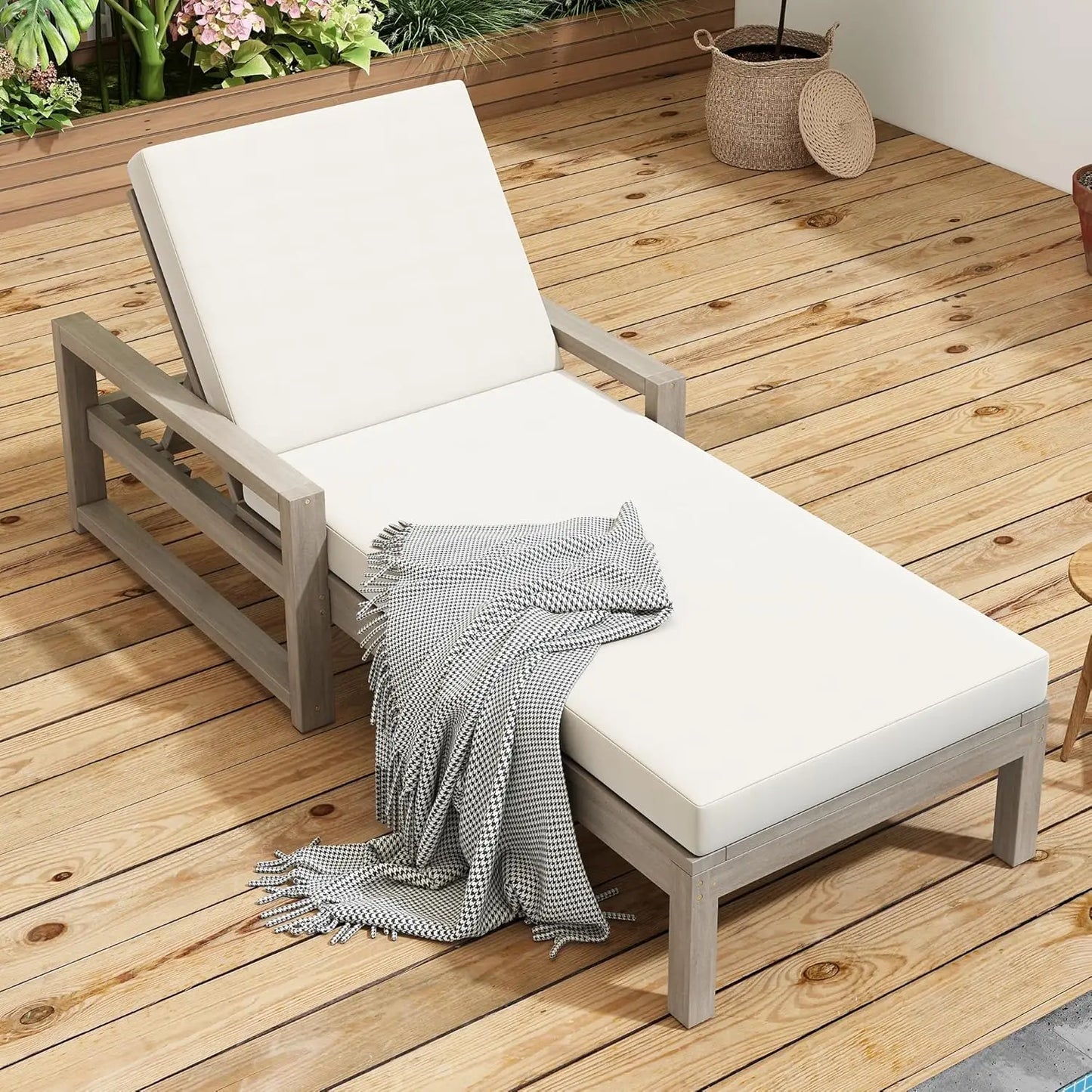 5-Position Adjustable Outdoor Chaise Lounge Set with Steel Frame