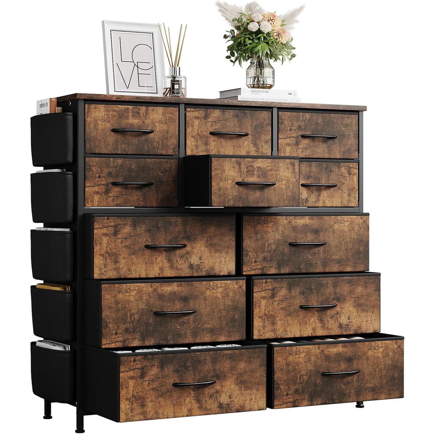 TWISTER.CK 12 Drawer Fabric Dresser With Steel Frame