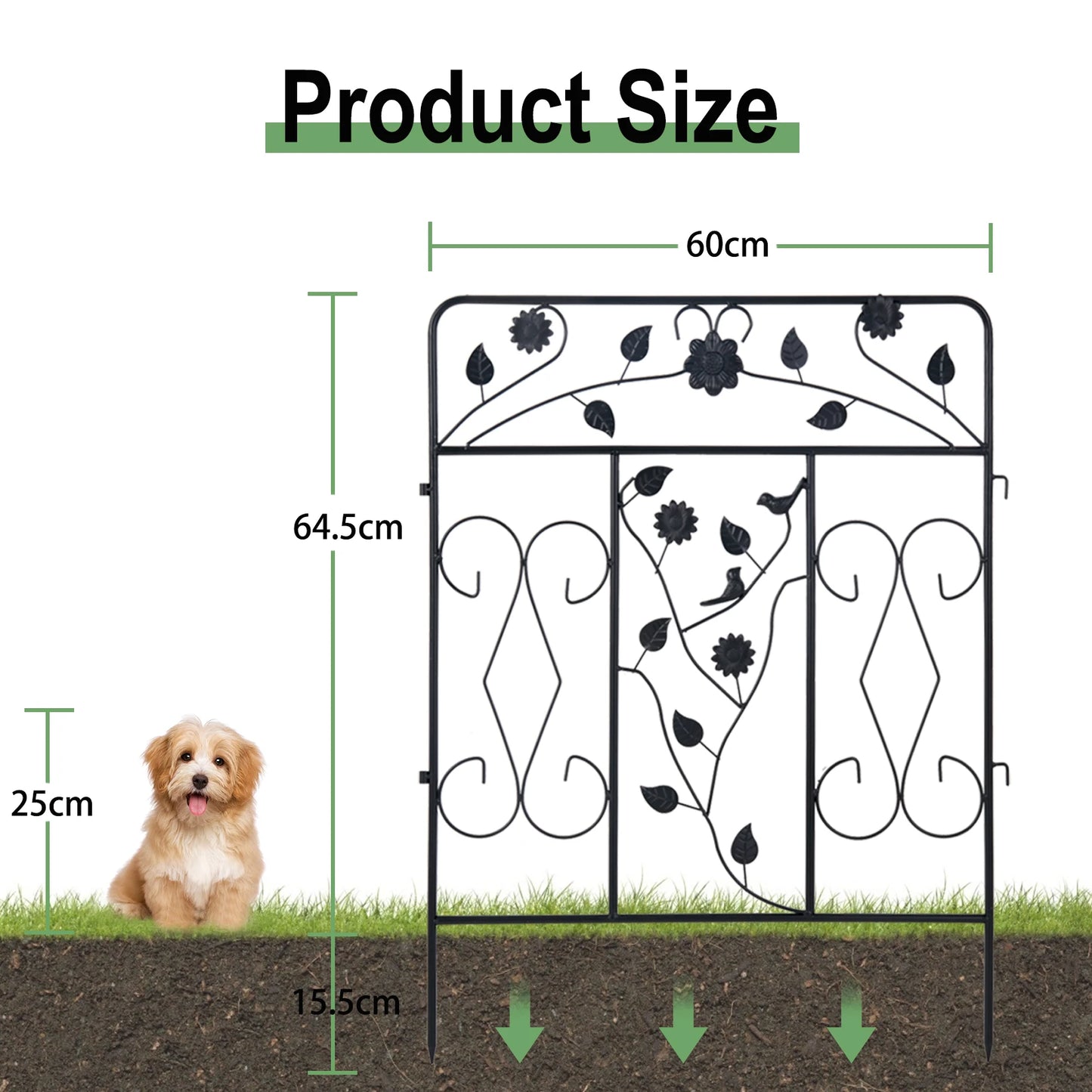 Five Pack Steel Decorative Garden Fence Panel Folding Border Fence