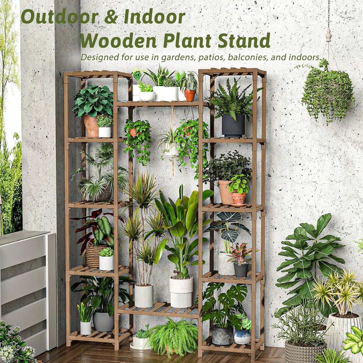 Wood Plant Stand Indoor Outdoor Tiered Shelf For Pots