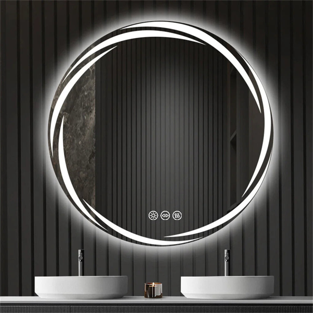 LED Backlit Round Anti-Fog Bathroom Vanity Mirror Shatterproof