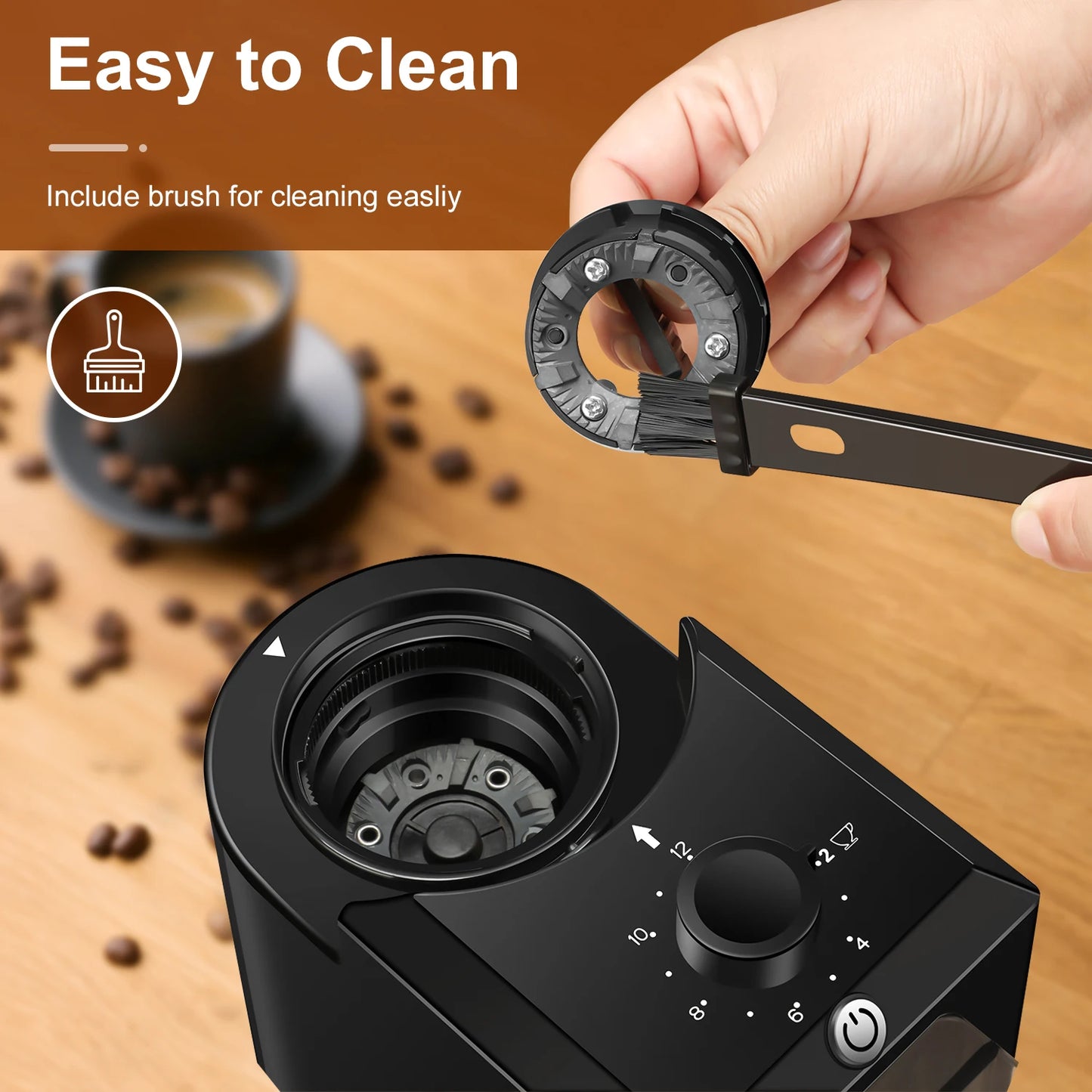 KIRAINAFLY Automatic Burr Coffee Grinder With Adjustable Grinding Levels