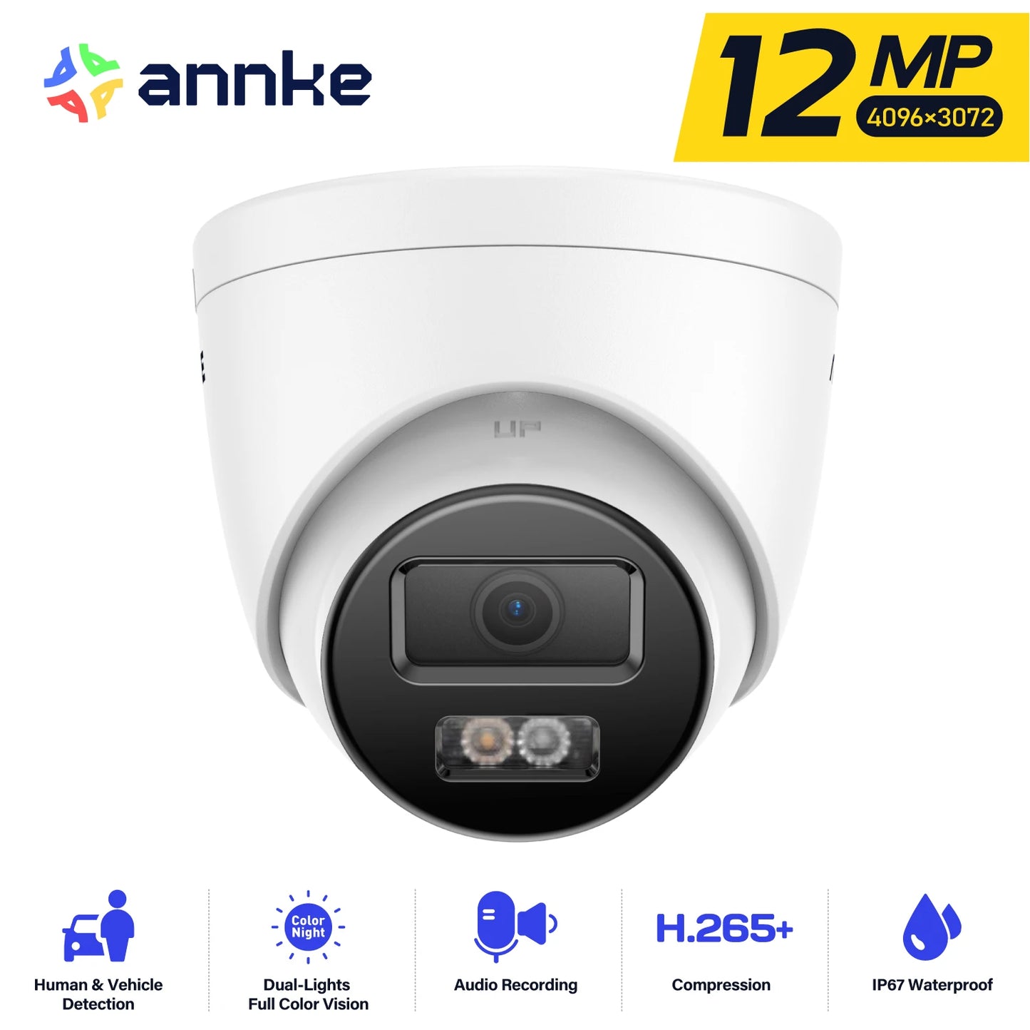 ANNKE 12MP Outdoor Dual Light PoE Security Camera IP67