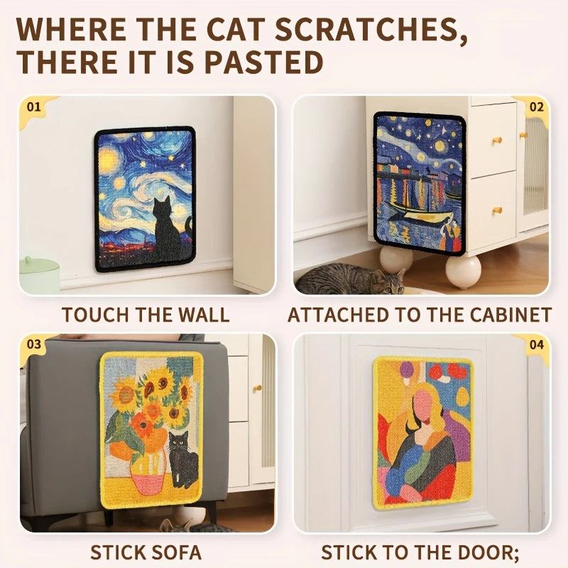 Durable Wall-Mounted Cat Scratching Post & Mat - Stitched Edges,Soft Fabric for Indoor Clawing Play,Space-Saving Design for Cats