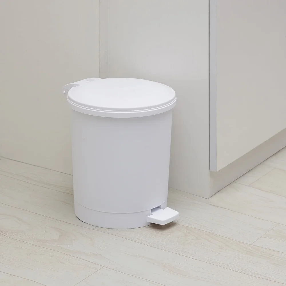 Round Plastic Step Trash Can Indoor Wastebasket With Soft Close Lid Kitchen