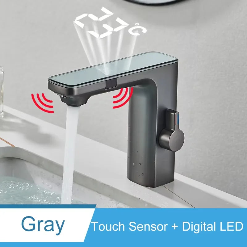Shinesia Touch Sensor Bathroom Basin Faucet With LED Temperature Display