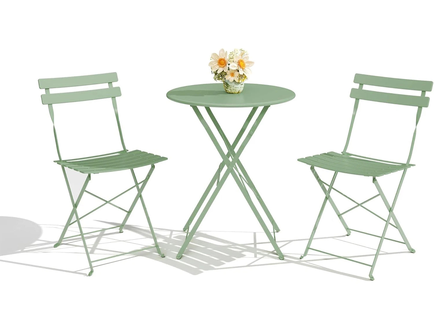 TWISTER.CK 3-Piece Patio Bistro Set With Folding Table And Chairs