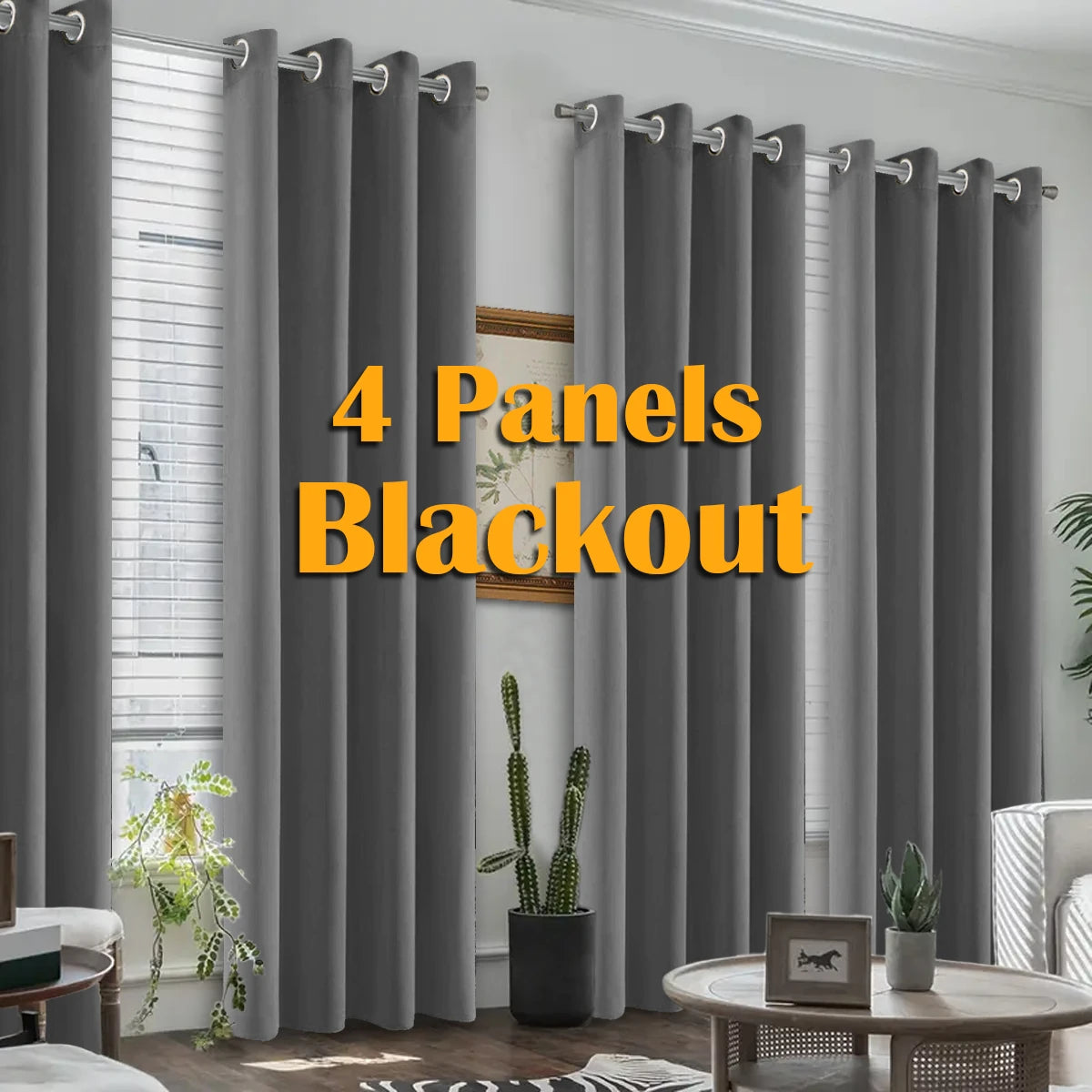 Blackout Heat Insulated Grommet Curtains For Bedroom And Living Room