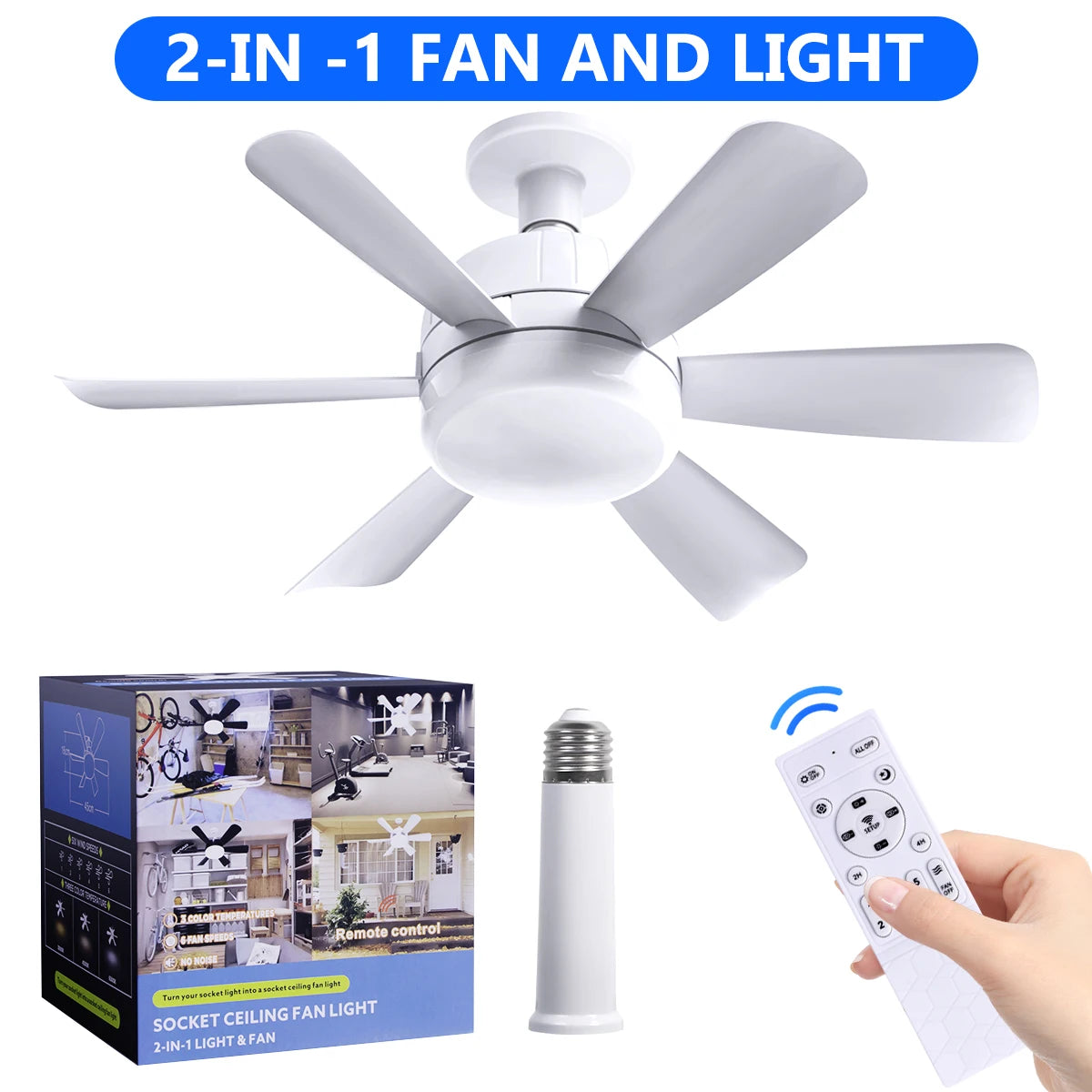 Mexllex LED Ceiling Fan Light E26 With Remote Dimmable