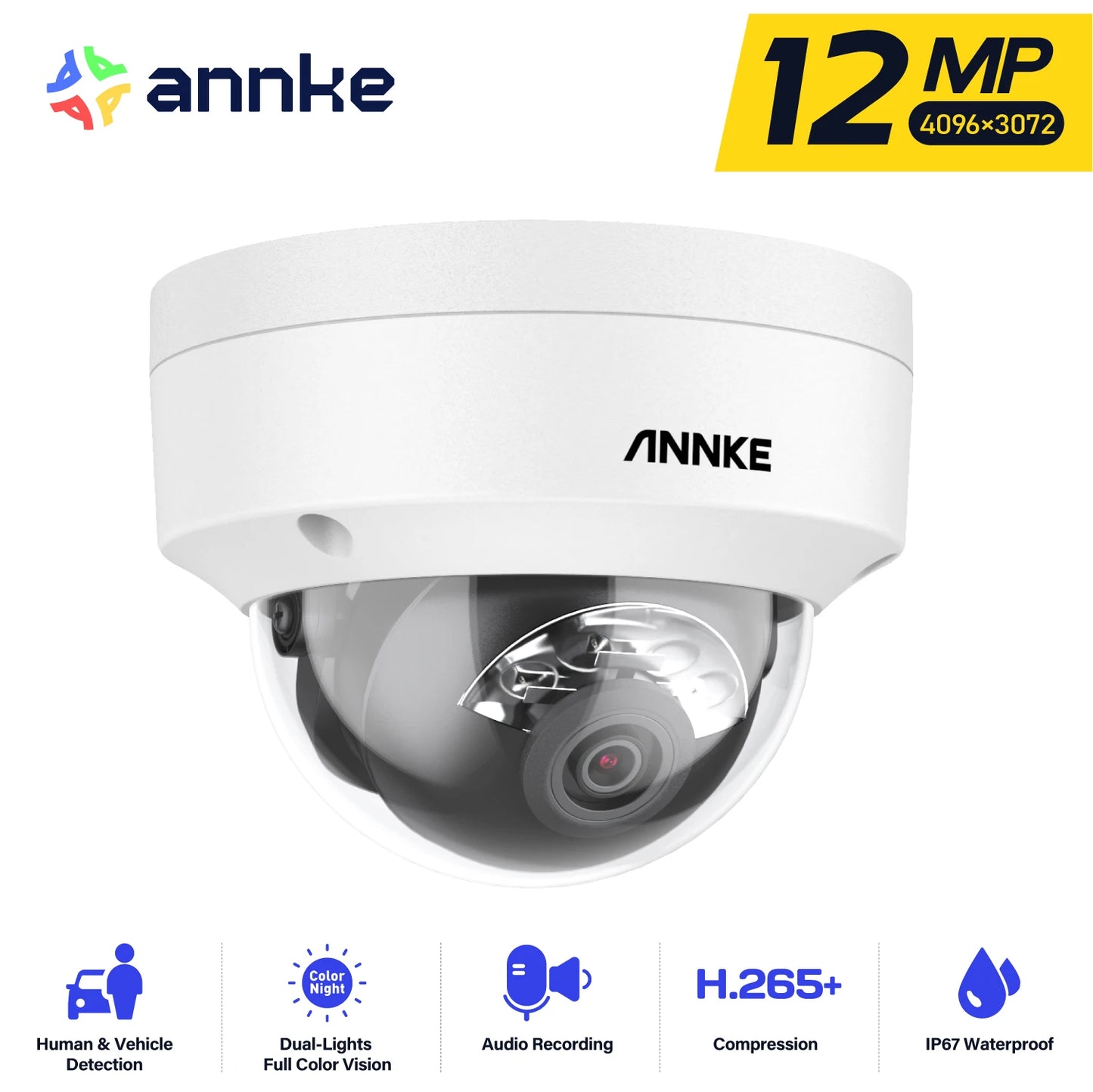 ANNKE 12MP Outdoor Dual Light PoE Security Camera IP67