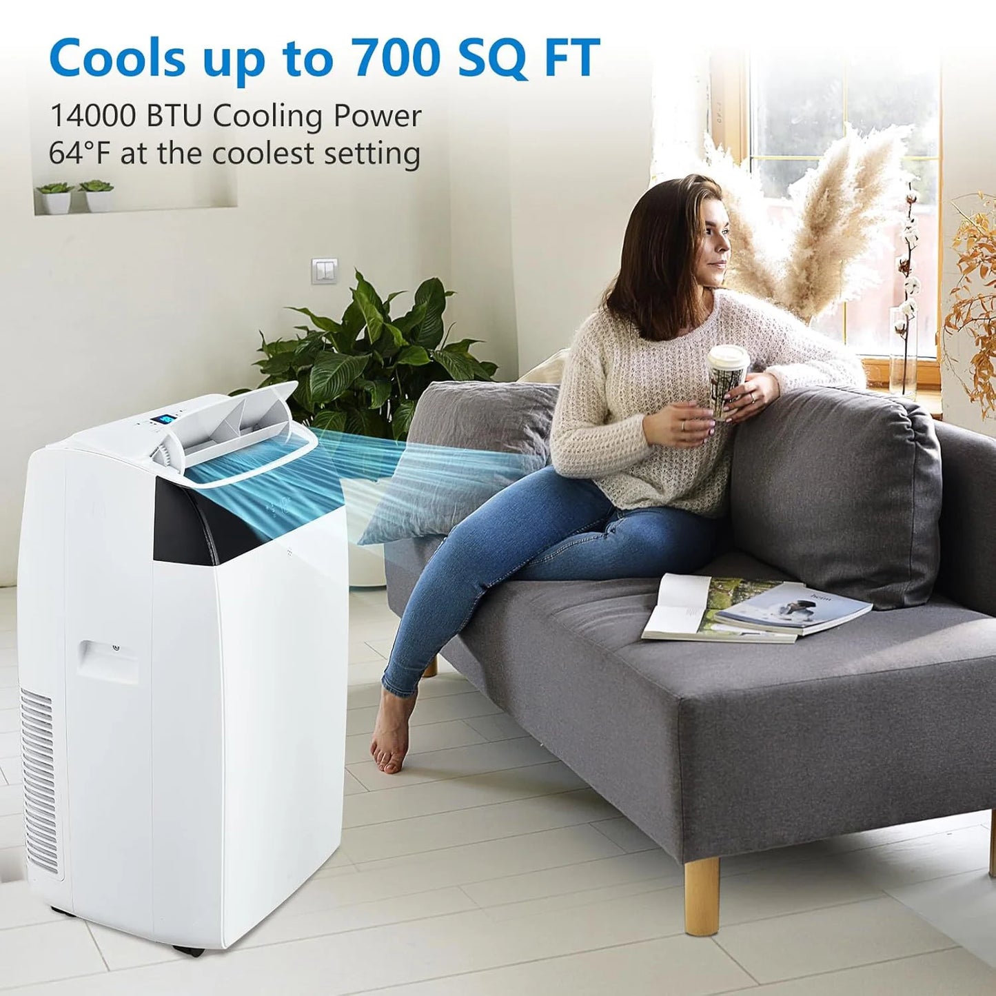 Adoolla 14000 BTU Portable Air Conditioner 3-in-1 Sleep Mode Remote