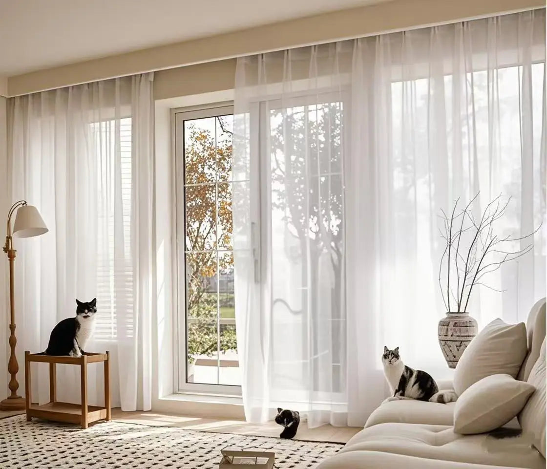 Jessans Sheer Curtains For Living Room Window Transparent Tulle Drapes