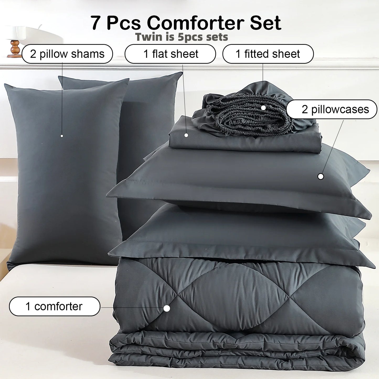 easYum Bedding Set Comforter Flat Sheet Fitted Sheet Pillowcases