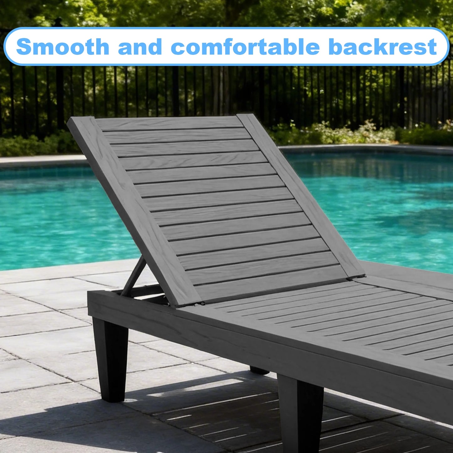 FAZZN Indoor Outdoor Plastic Chaise Lounge Chair With Adjustable Back