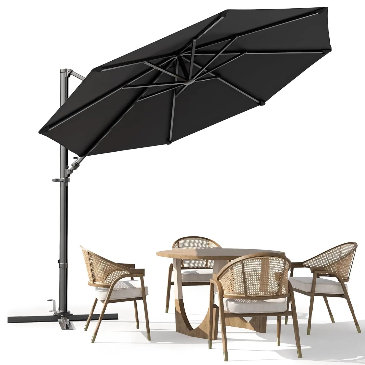 Outdoor Patio Umbrella With 360 Degree Rotation Offset Market Umbrella